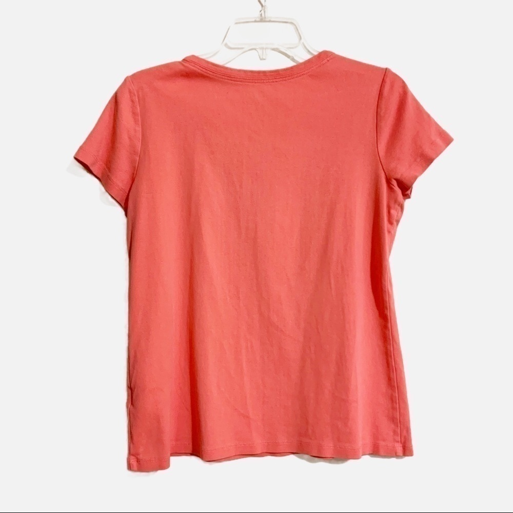 Lands’ End Shaped Soft Stretchy Short Sleeve Coral Peach Tee. Size Medium 10/12 - Picture 2 of 8